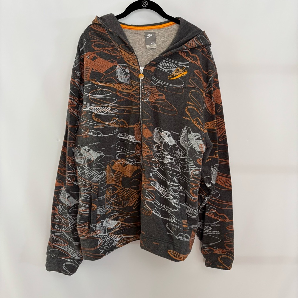 Nike Rare Vintage “Just Do It” 2-Way Zip Hoodie Gray/Orange/White Size XXL